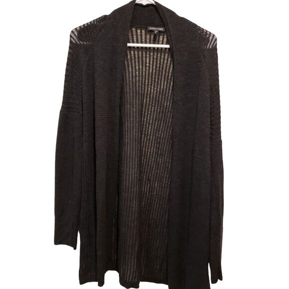 EILEEN FISHER merino wool sweater cardigan ribbed Size Medium - Picture 1 of 9